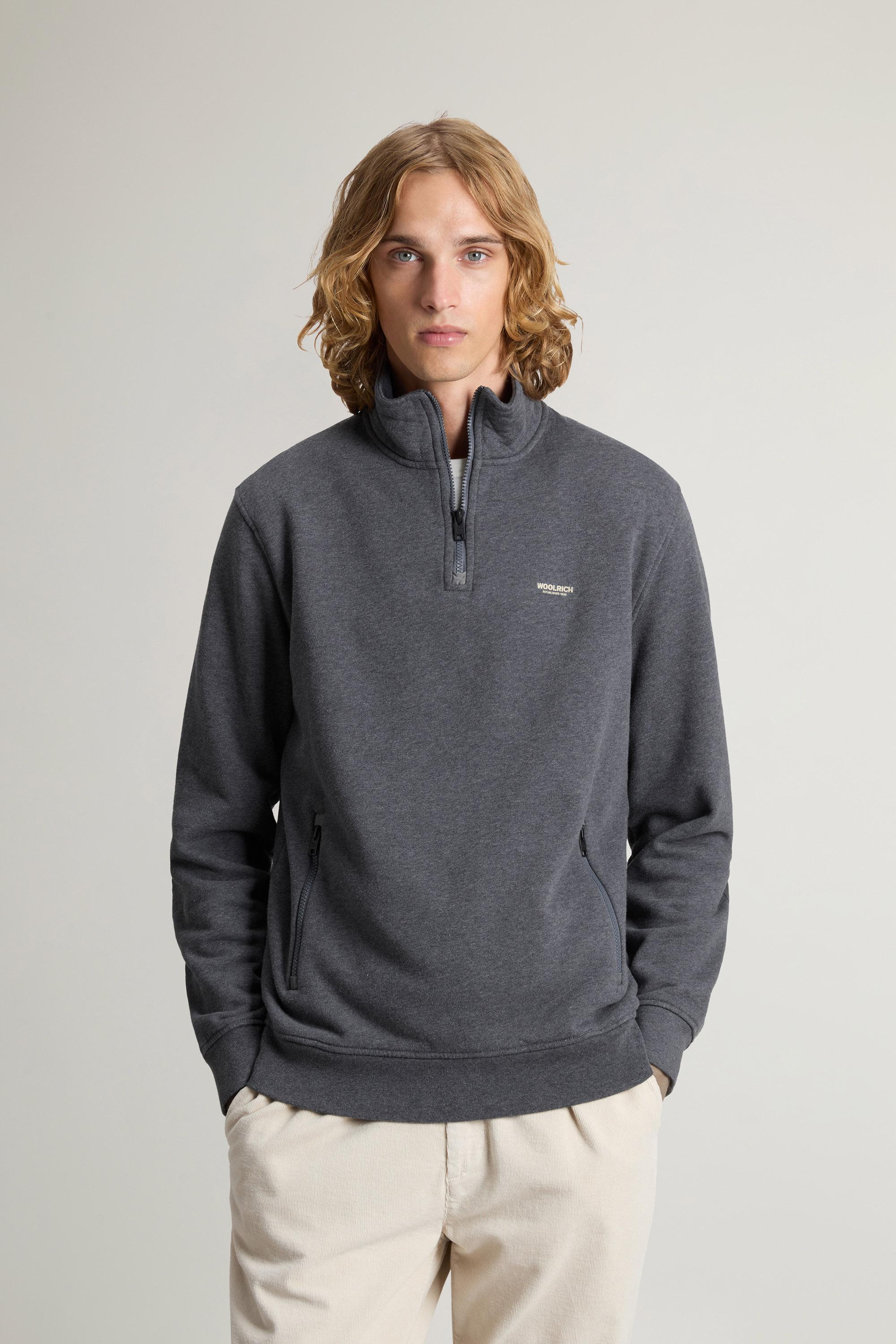 Hybrid Pure Cotton and Nylon Turtleneck Sweatshirt Gray photo 1 | Woolrich