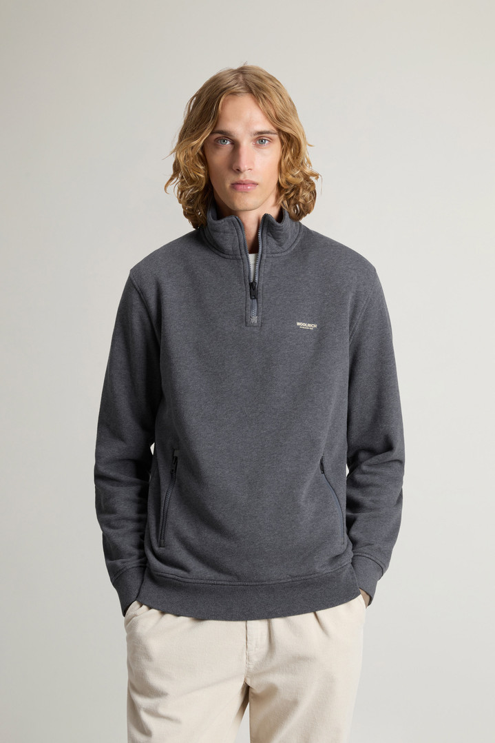 Hybrid Pure Cotton and Nylon Turtleneck Sweatshirt Gray photo 1 | Woolrich