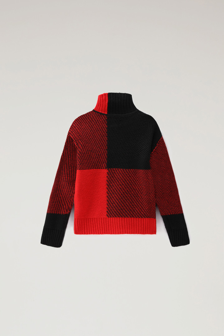 Girl'S Plaid Turtleneck in Merino Wool Blend Red photo 3 | Woolrich