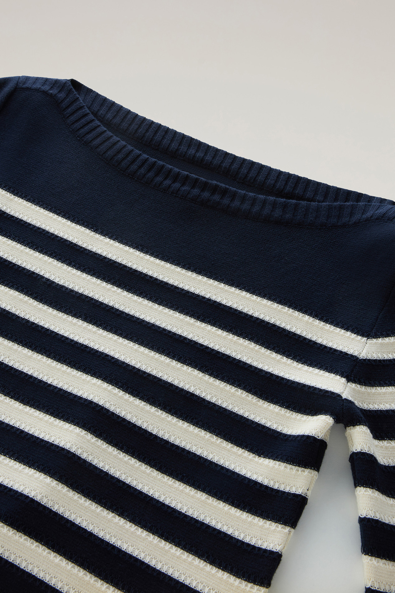 Pure Cotton Sweater with Boat Neckline Blue photo 2 | Woolrich