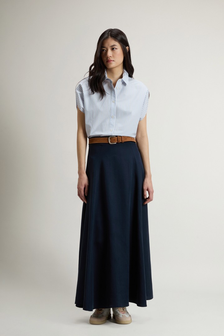 STRIPED COTTON POPLIN BLOUSE Blue photo 2 | Woolrich