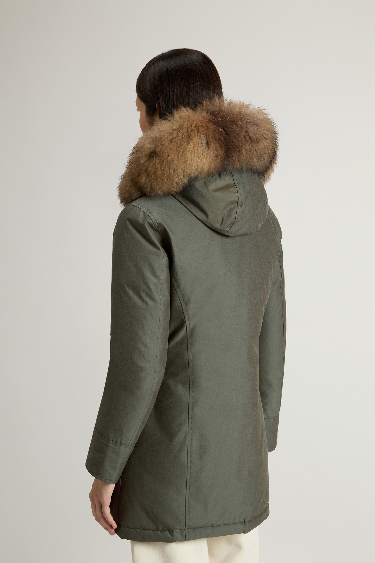 Arctic Parka in Ramar Cloth with Detachable Fur Trim Green photo 3 | Woolrich