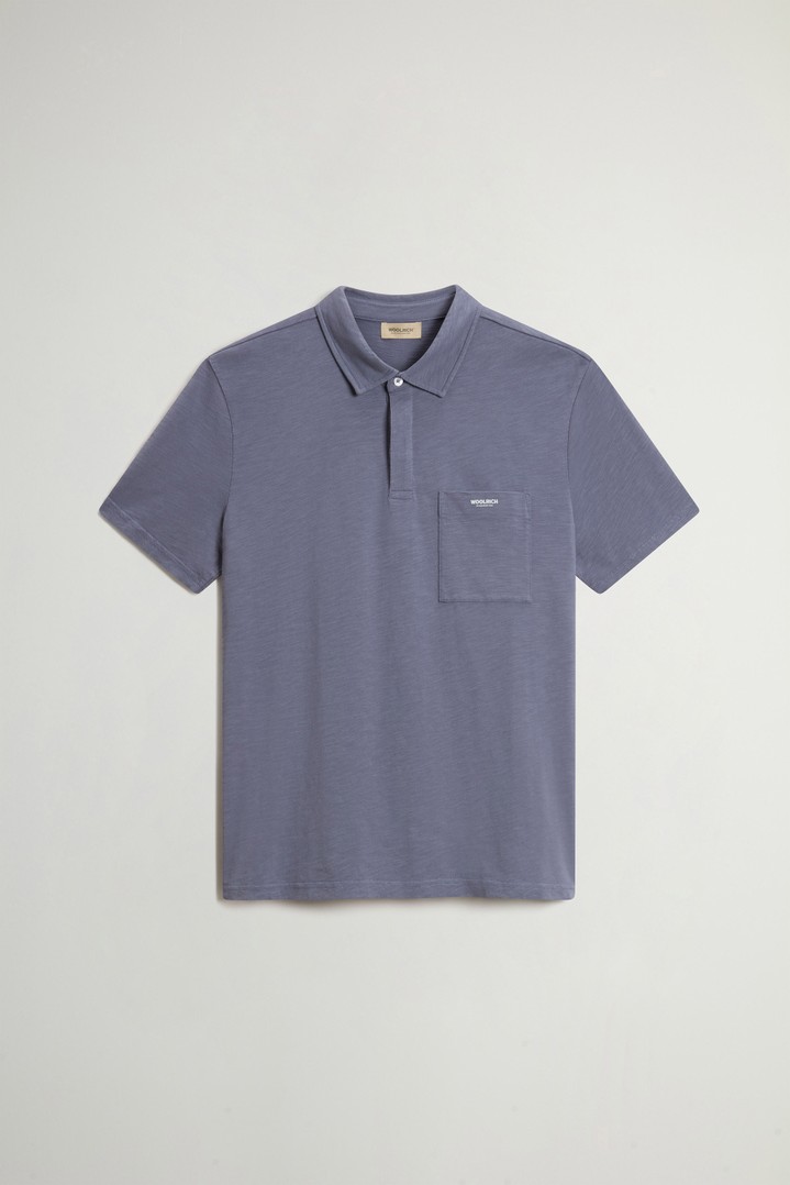 Slub Polo Shirt in Pure Cotton Blue photo 1 | Woolrich