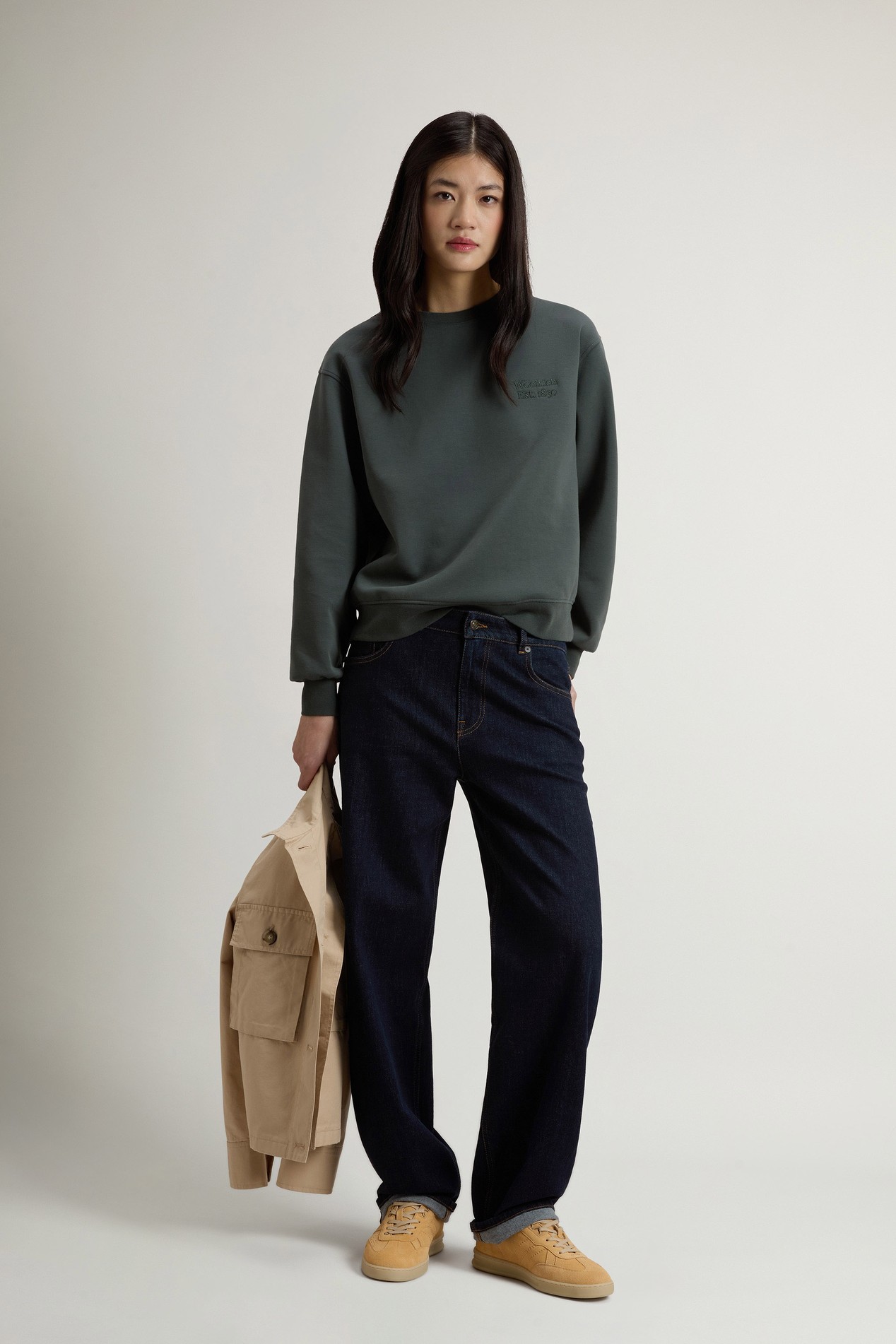 INTERLOCK CREWNECK Green photo 2 | Woolrich