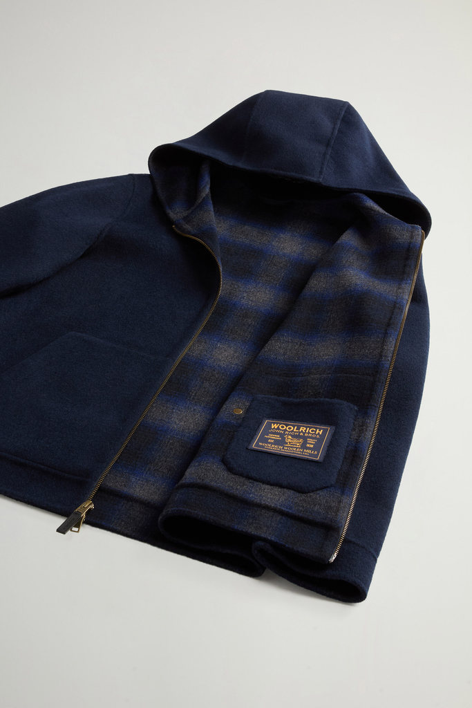 Wool-Blend Jacket with Hood and Zipper Blue photo 8 | Woolrich