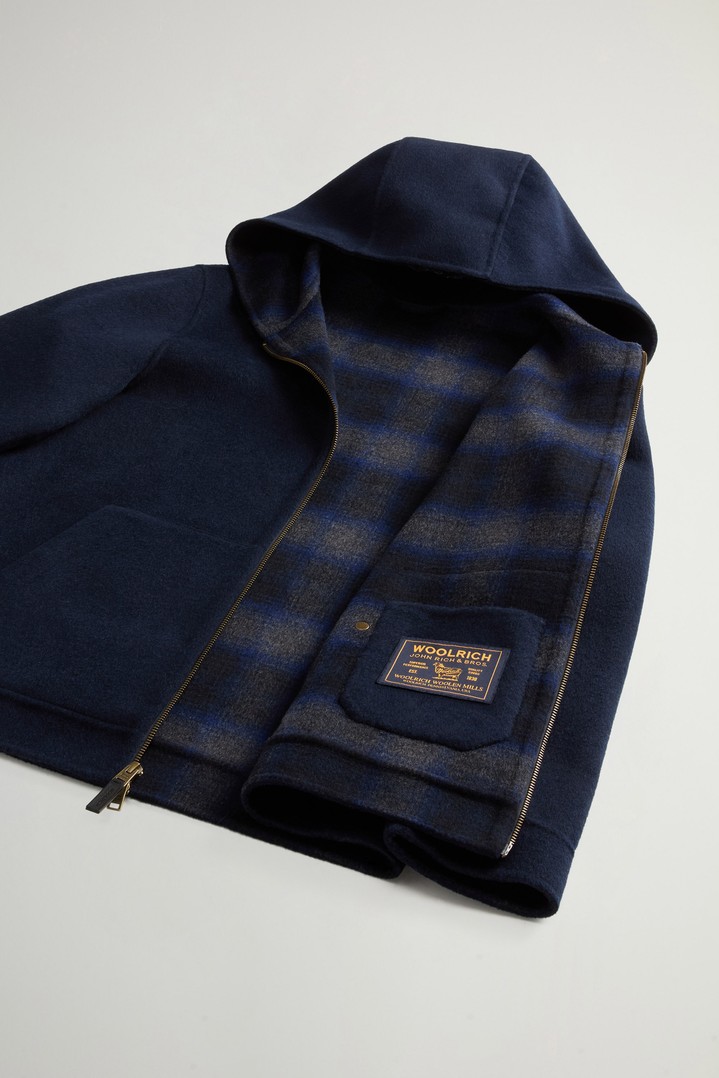 Wool-Blend Jacket with Hood and Zipper Blue photo 8 | Woolrich