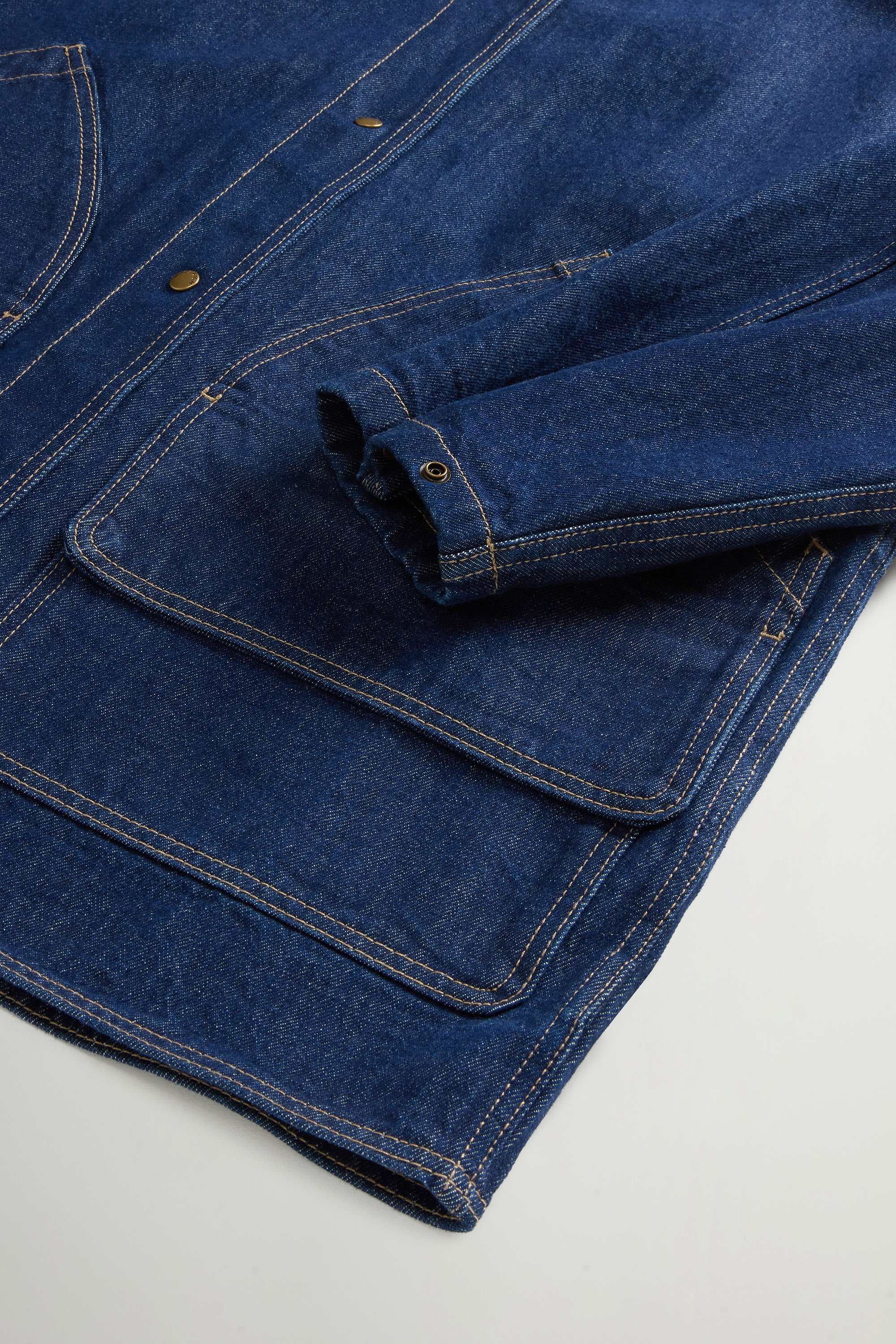 Jacket in Pure Cotton Denim with Leather Collar Blue photo 7 | Woolrich