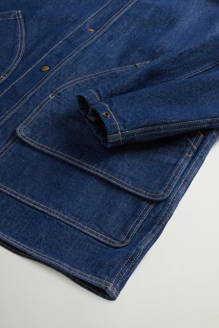 Jacket in Pure Cotton Denim with Leather Collar Blue photo 7 | Woolrich