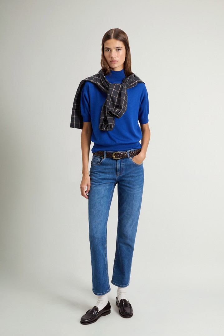 Knit Turtleneck T-Shirt in Pure Merino Virgin Wool Blue photo 2 | Woolrich