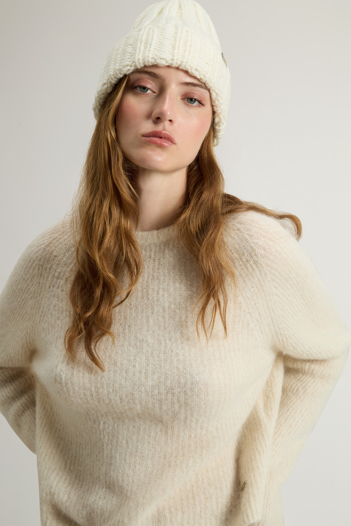 Garment-Dyed Crewneck Sweater in Alpaca and Wool Blend White photo 4 | Woolrich