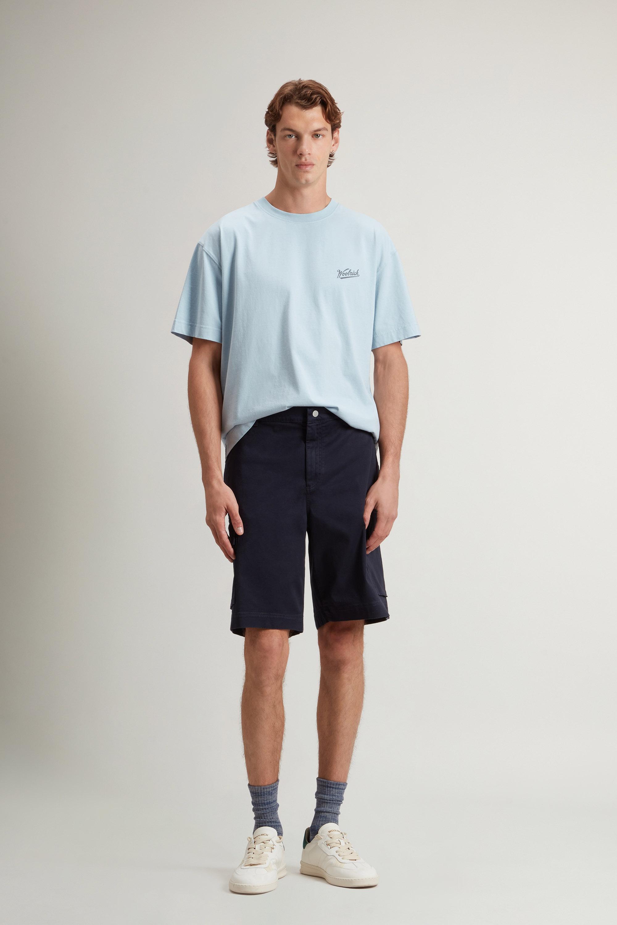 Short cargo teint en pièce en sergé de coton Bleu photo 1 | Woolrich