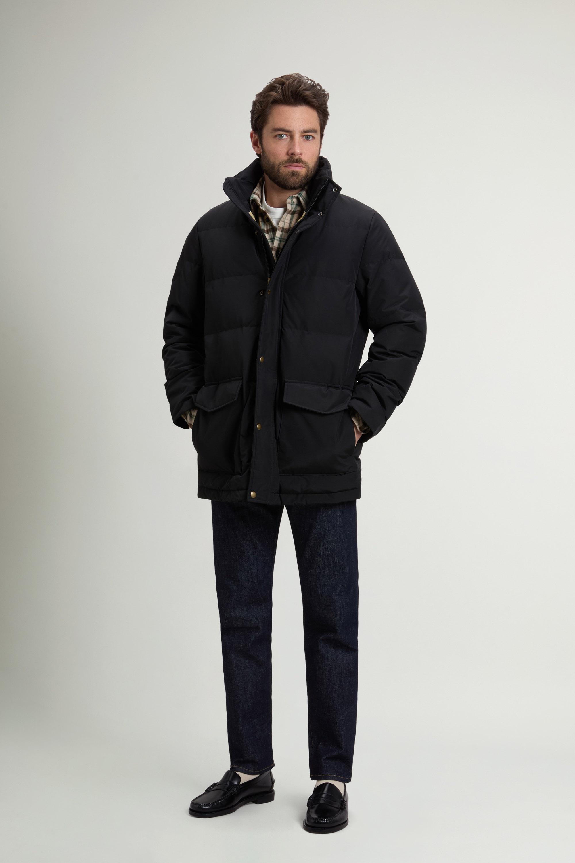Down Jacket in Ramar Cloth with Stowaway Hood Black photo 1 | Woolrich