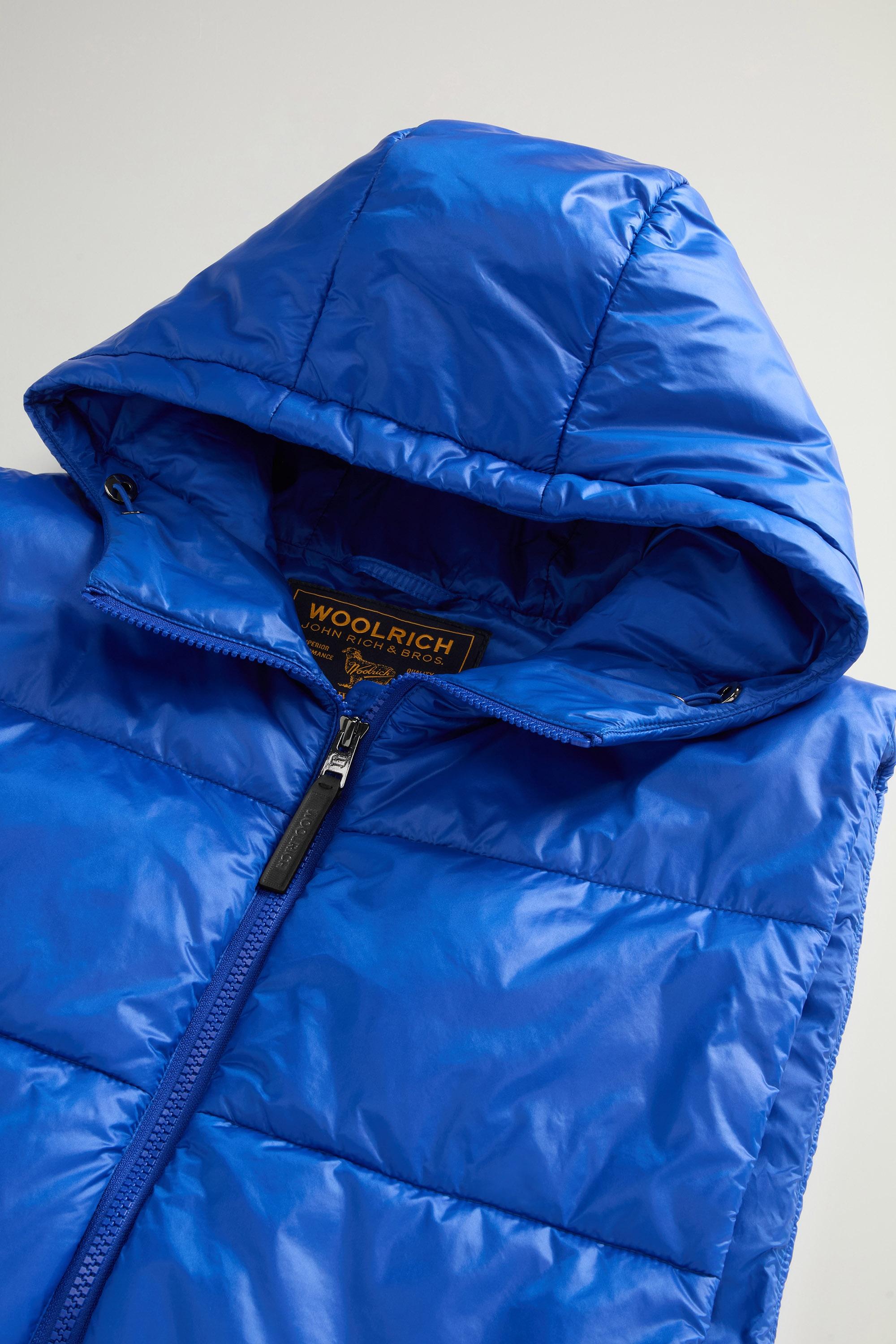 Packable Quilted Hooded Vest in Urban Light Nylon Blue photo 6 | Woolrich