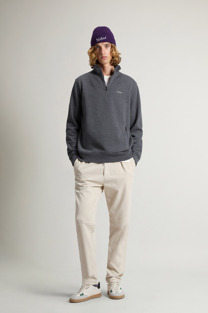 Hybrid Pure Cotton and Nylon Turtleneck Sweatshirt Gray photo 2 | Woolrich