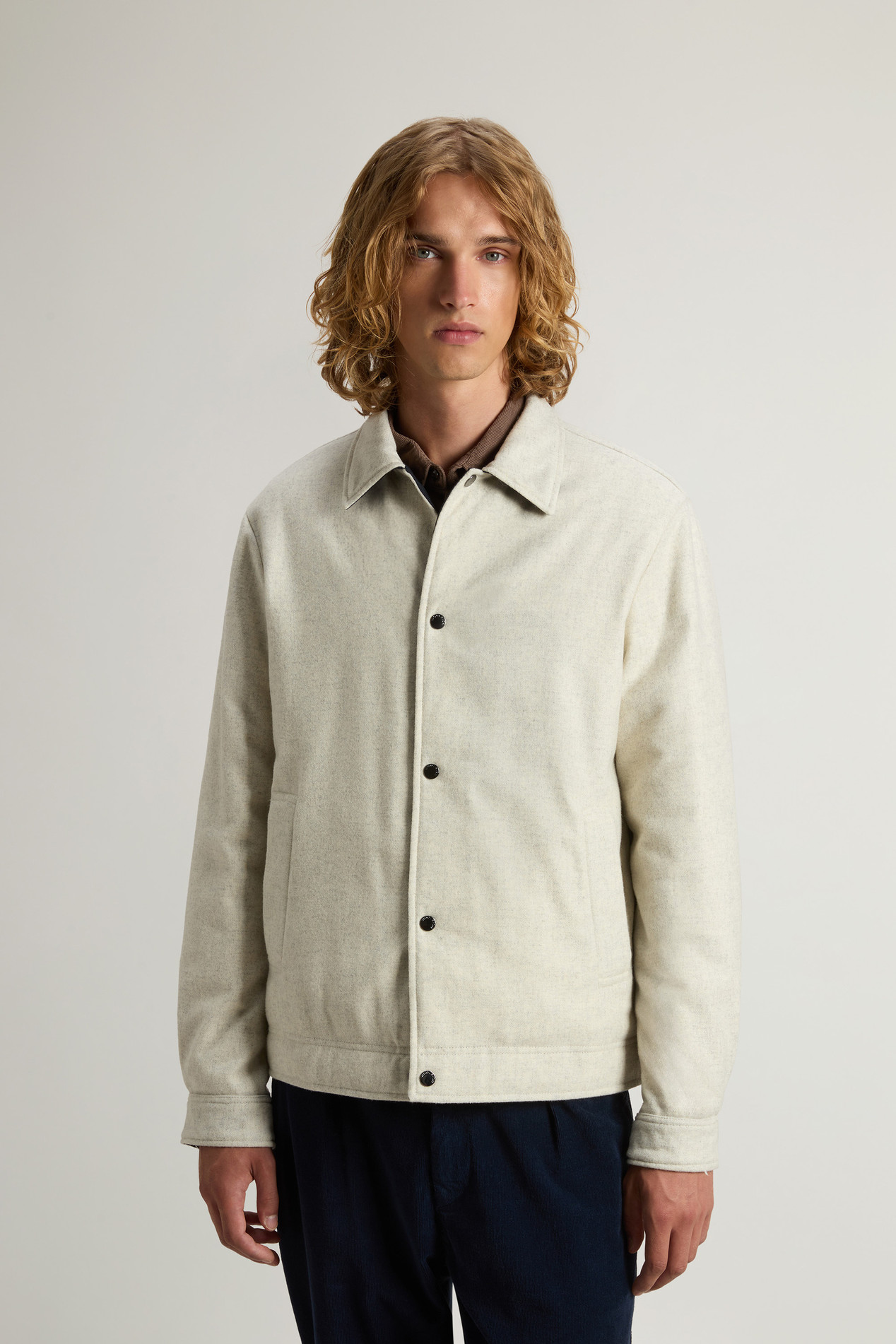 Keating Overshirt in Recycled Italian Wool Blend Beige photo 1 | Woolrich