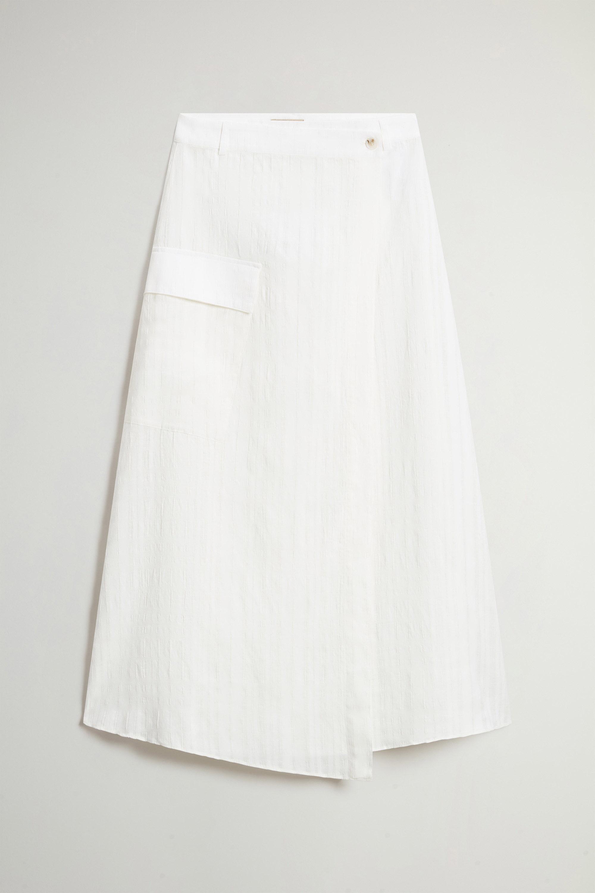 Skirt in Checked Cotton and Linen Blend White photo 1 | Woolrich