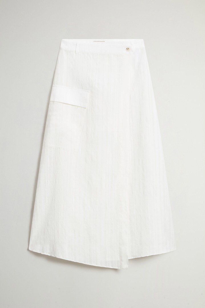 Skirt in Checked Cotton and Linen Blend White photo 1 | Woolrich
