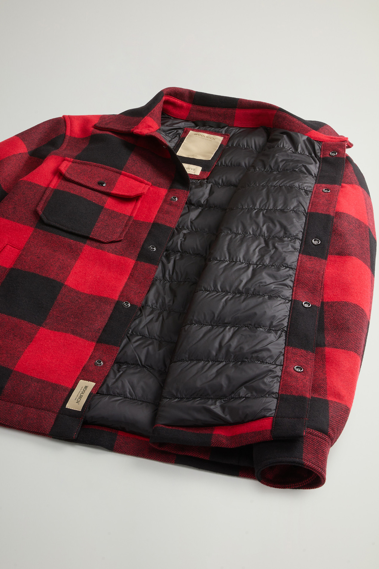 Alaskan Padded Overshirt in Checked Italian Wool Blend Red photo 6 | Woolrich