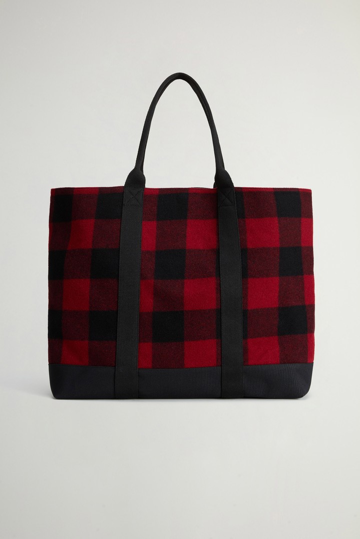 Large Tote Bag in Checked Italian Wool Blend Red photo 4 | Woolrich