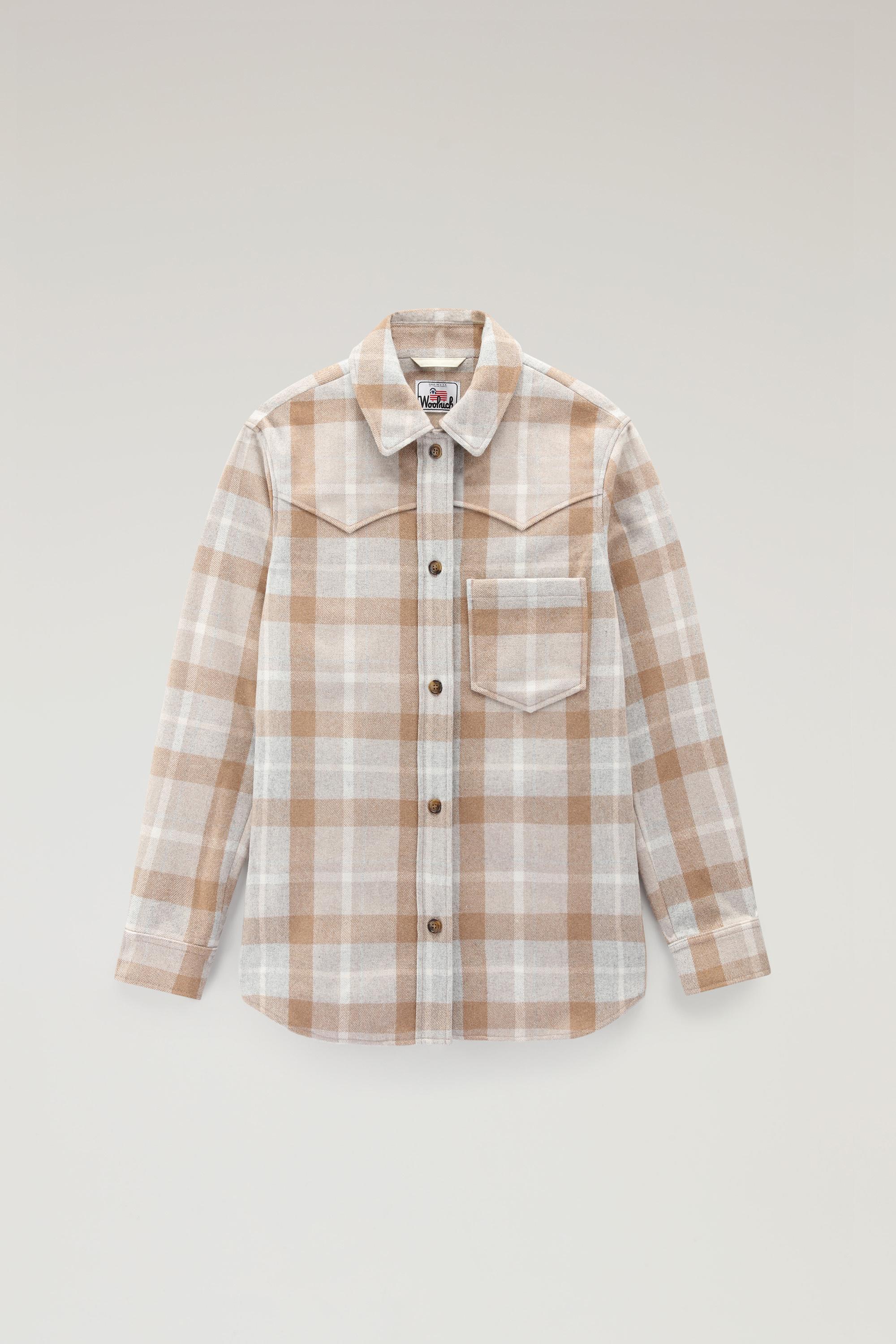 Western Check Overshirt in Wool Blend Flannel Brown photo 1 | Woolrich