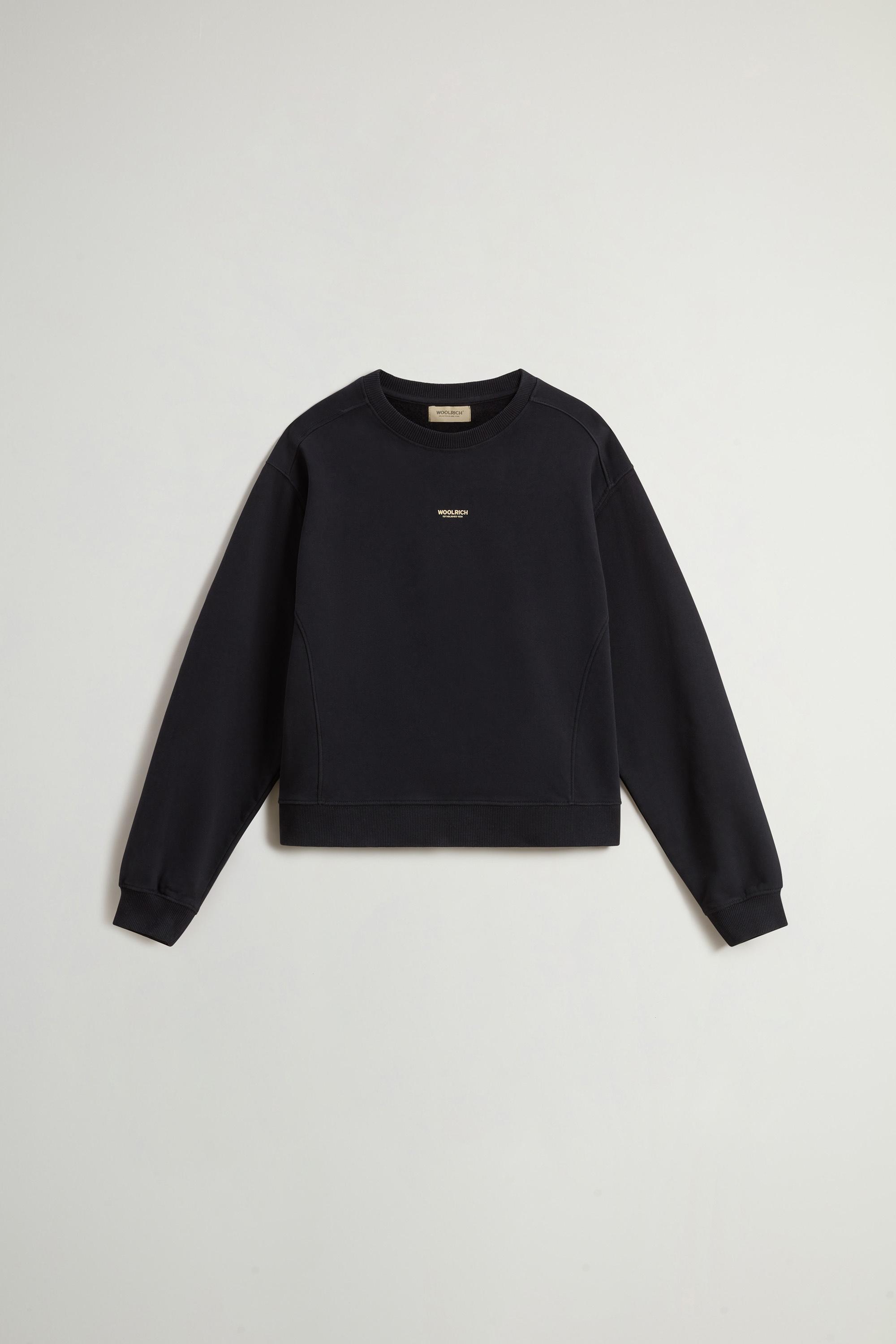 Crewneck Sweatshirt in Pure Cotton with Embroidered Logo Black photo 5 | Woolrich