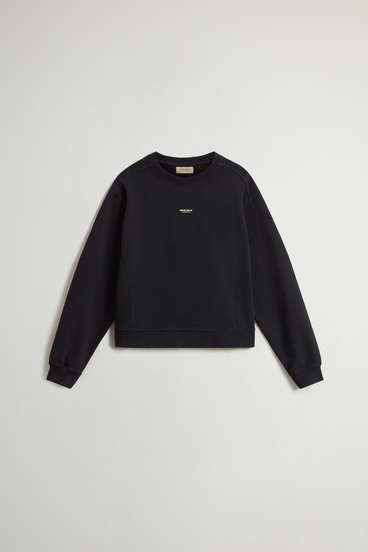 Crewneck Sweatshirt in Pure Cotton with Embroidered Logo Black photo 5 | Woolrich