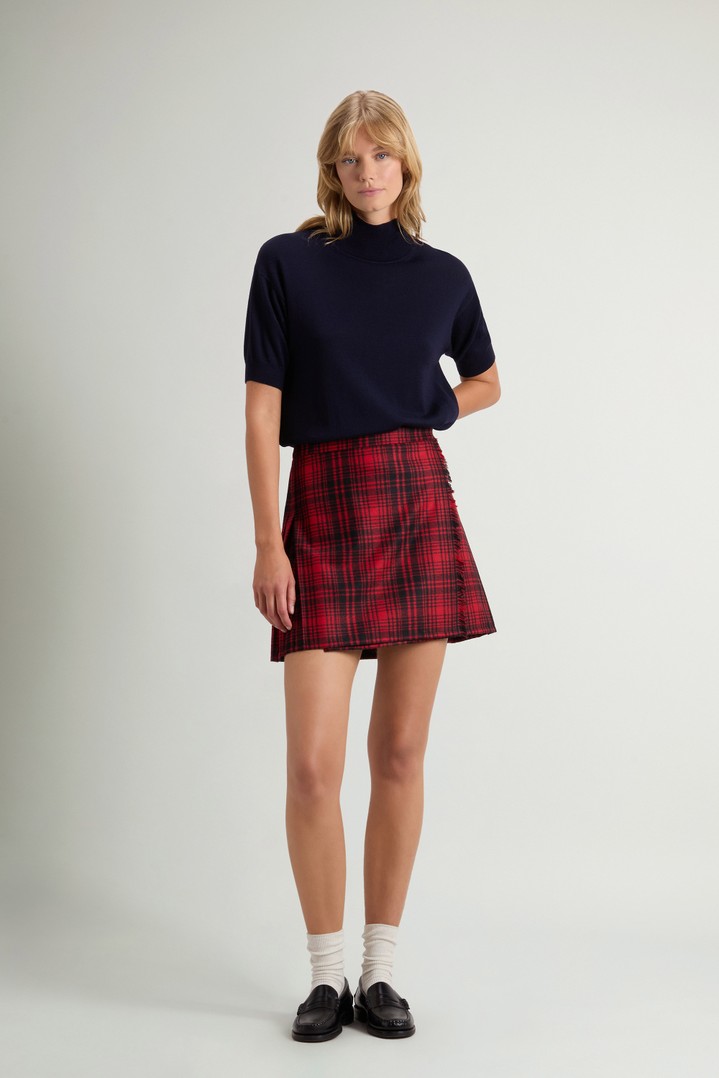 Checked Mini Skirt in Recycled Italian Wool-Blend Flannel Red photo 2 | Woolrich