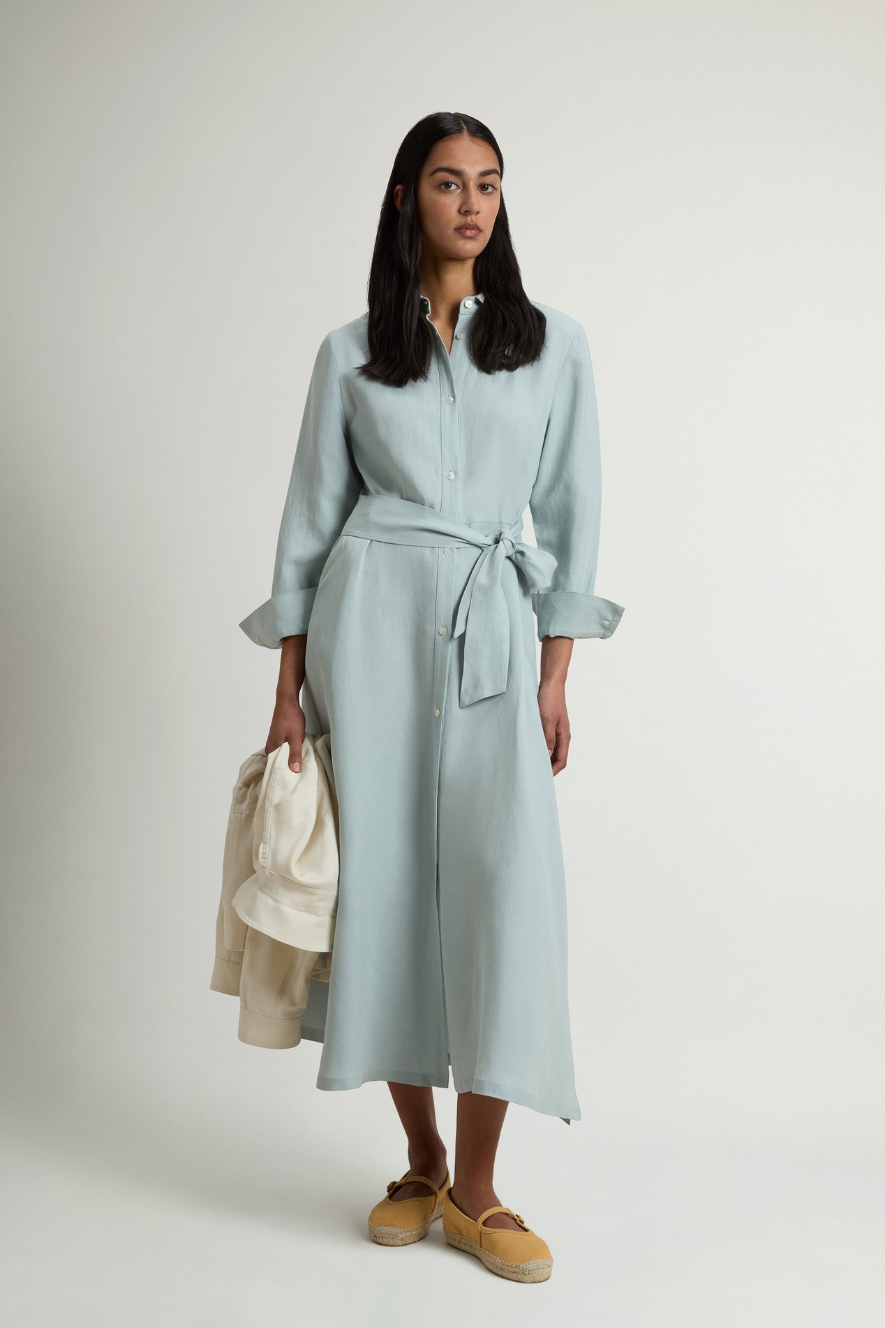 Shirt Dress in Linen Blend with Belt Blue photo 2 | Woolrich