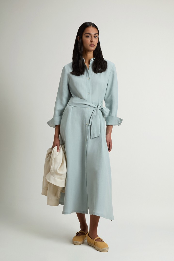 Shirt Dress in Linen Blend with Belt Blue photo 2 | Woolrich