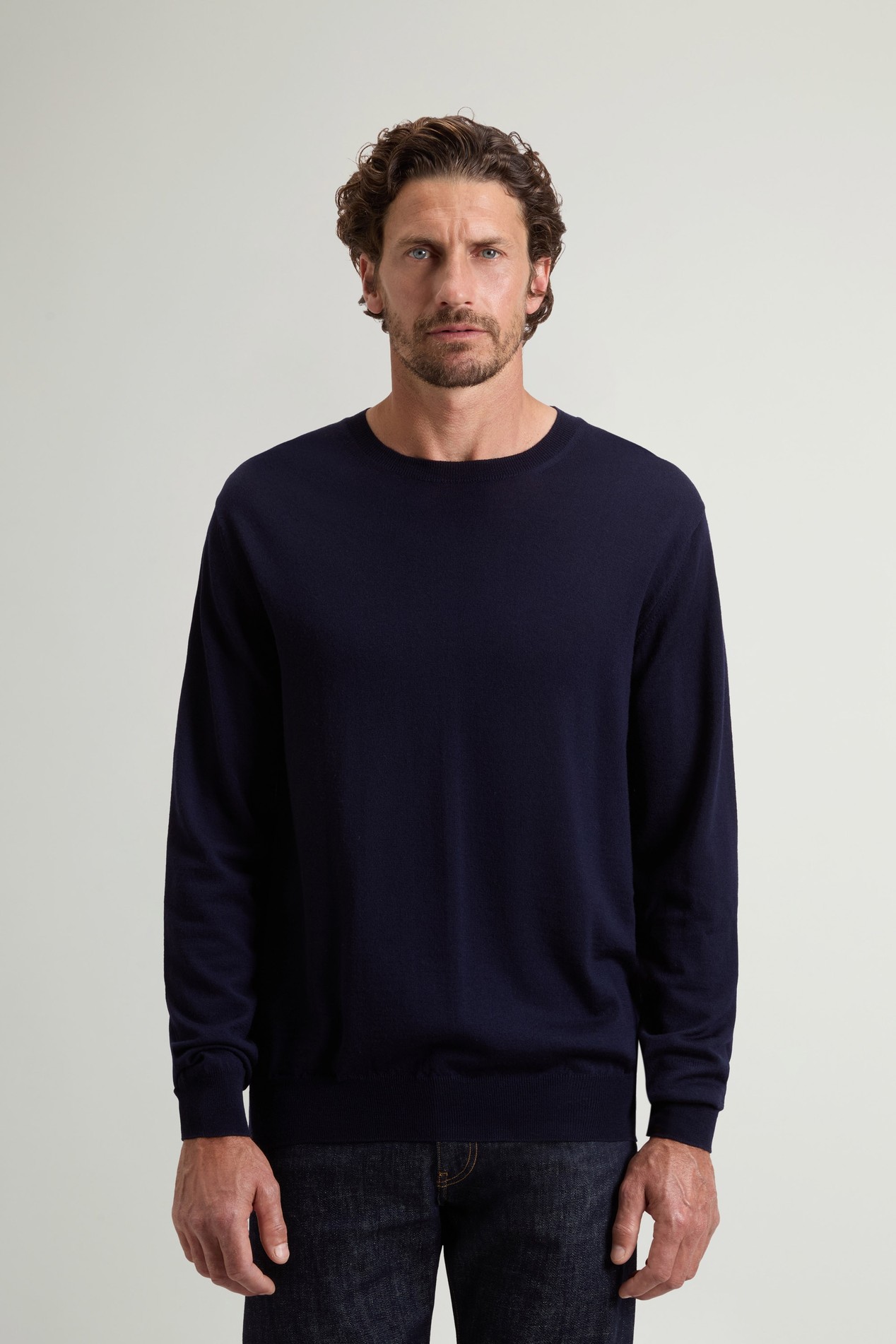 Crewneck Sweater in Pure Merino Virgin Wool Blue photo 1 | Woolrich