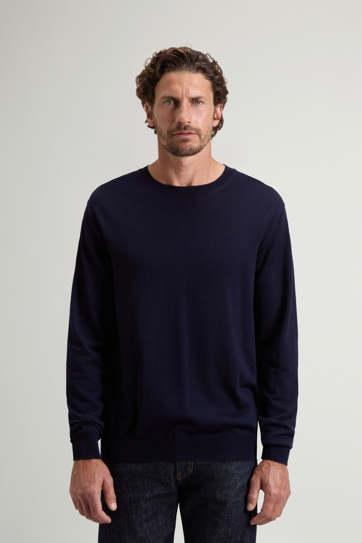 Crewneck Sweater in Pure Merino Virgin Wool Blue photo 1 | Woolrich