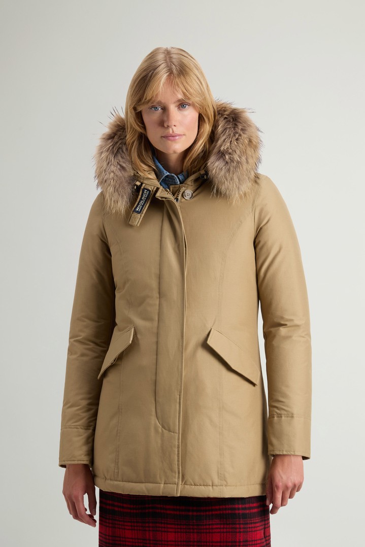 Arctic Parka in Ramar Cloth with Detachable Fur Trim Beige photo 1 | Woolrich