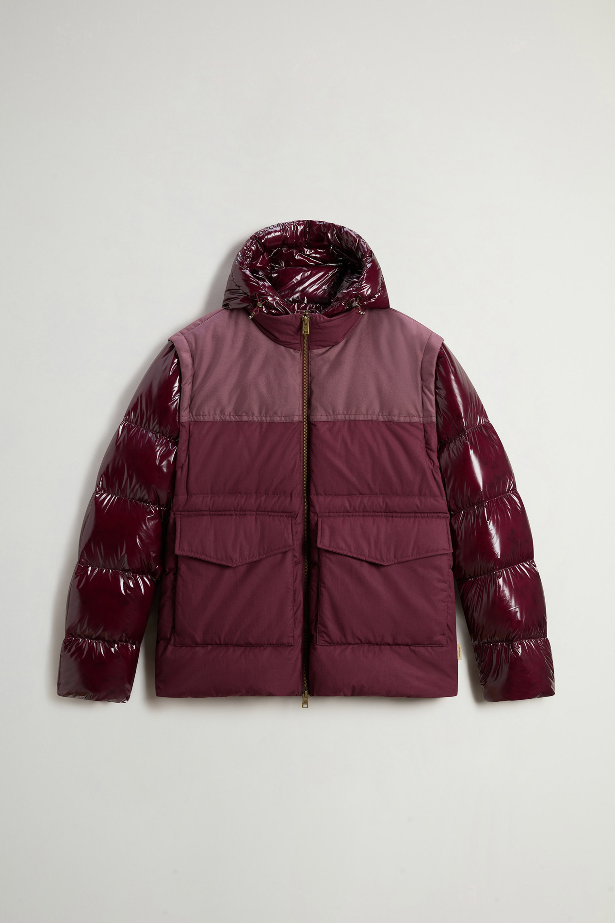 Hybrid Down Jacket with Removable Sleeves and Hood Burgundy photo 5 | Woolrich