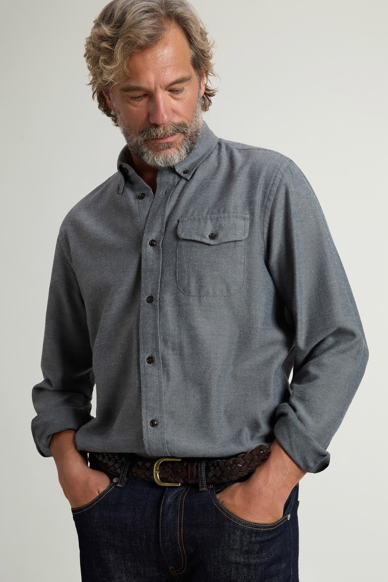 Shirt in Cotton-Blend Twill Blue photo 4 | Woolrich