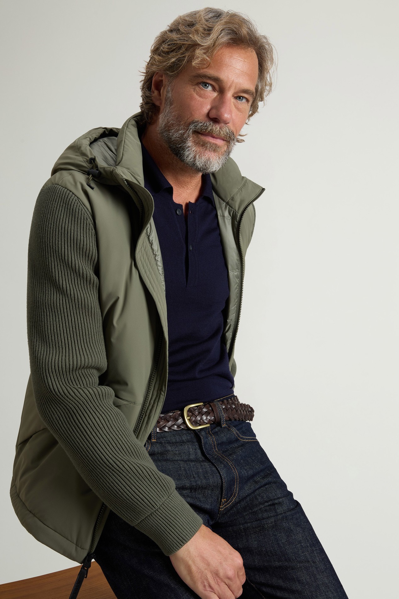 Hybrid Hooded Jacket in Matte Stretch Nylon Green photo 4 | Woolrich