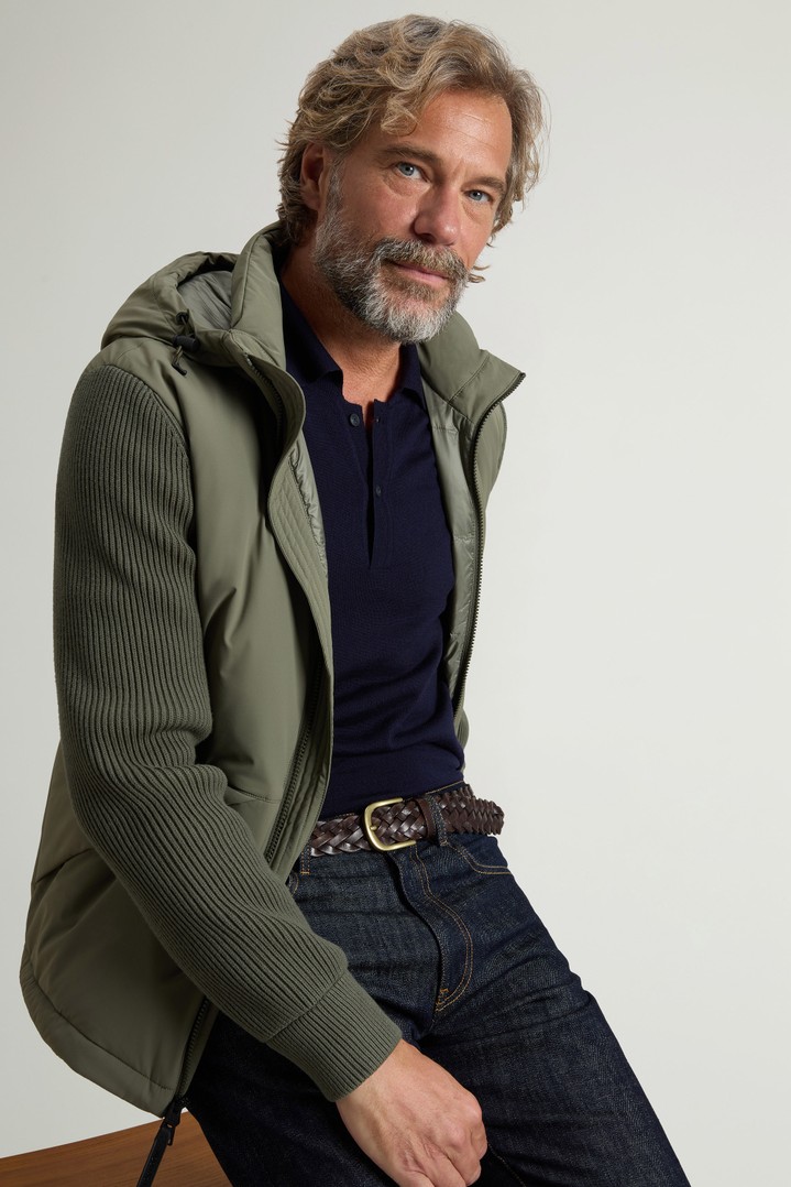 Hybrid Hooded Jacket in Matte Stretch Nylon Green photo 4 | Woolrich
