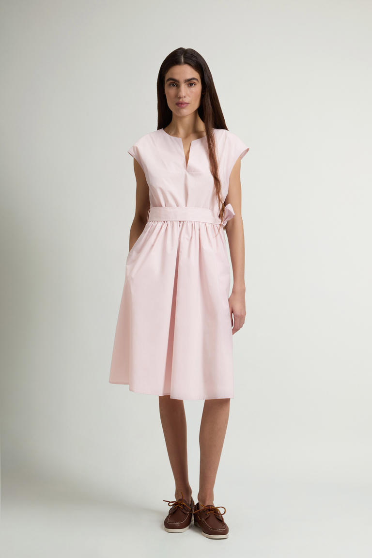 Kleid aus Popeline aus reiner Baumwolle mit Gürtel Rosa photo 1 | Woolrich