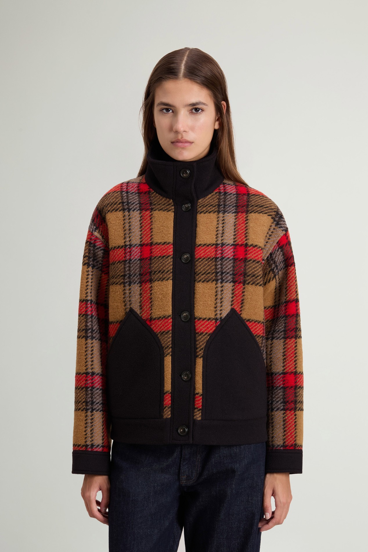Checked Wool-Blend Gentry Overshirt Red photo 1 | Woolrich
