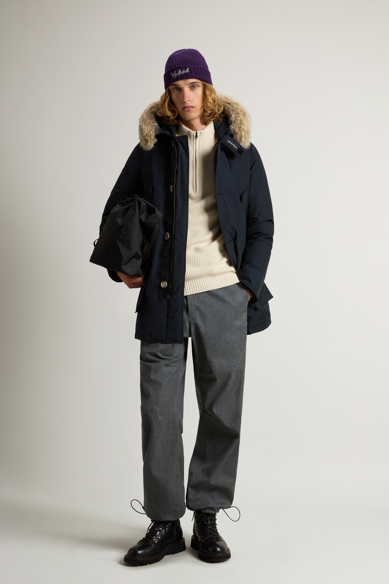 Arctic Parka in Ramar Cloth with Detachable Fur Trim Blue photo 2 | Woolrich