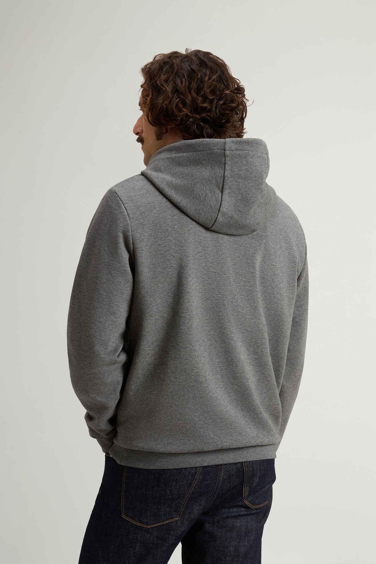Hooded Sweatshirt in Cotton-Blend Interlock Gray photo 3 | Woolrich
