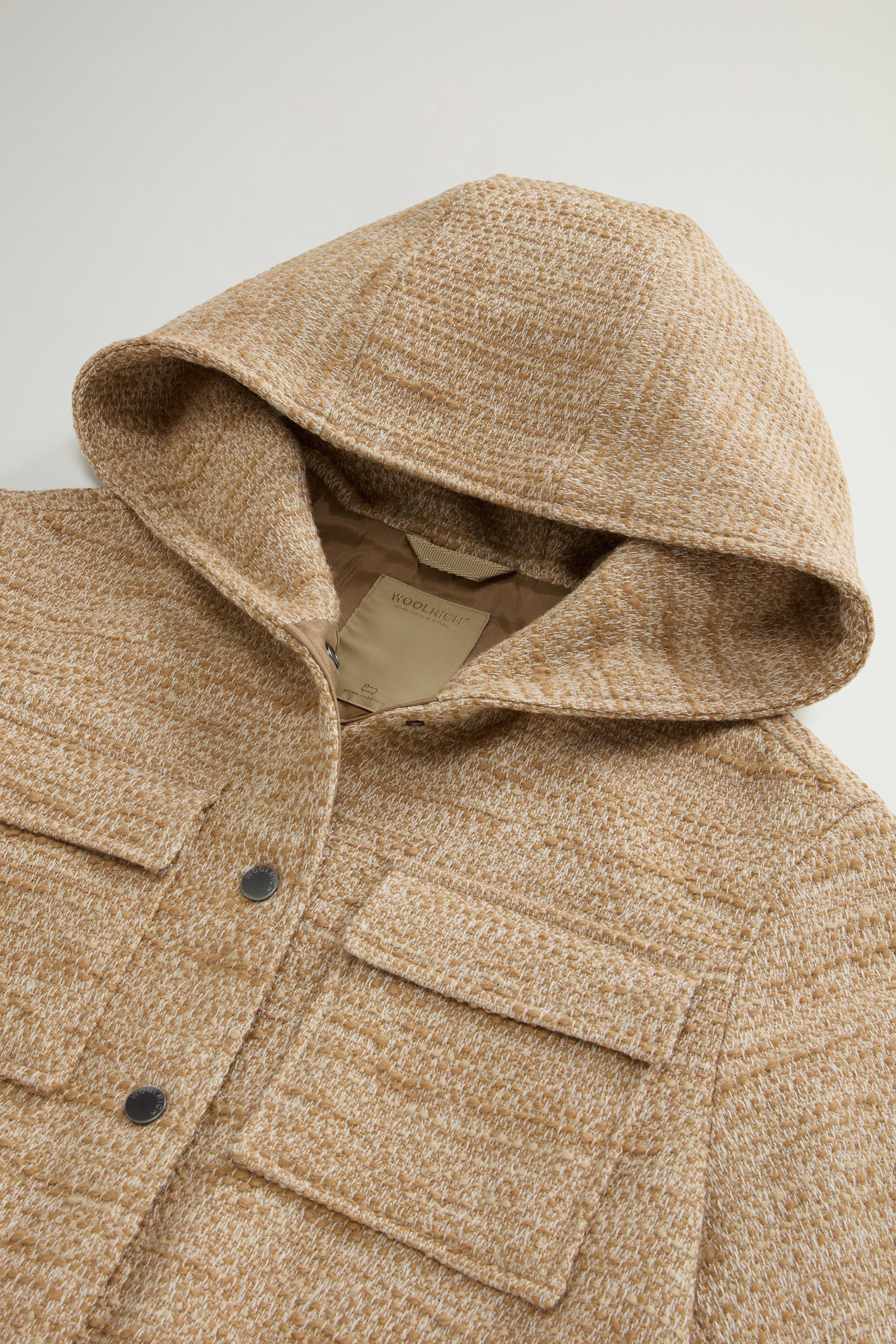 Overshirt with Hood in Italian Wool Blend Beige photo 6 | Woolrich