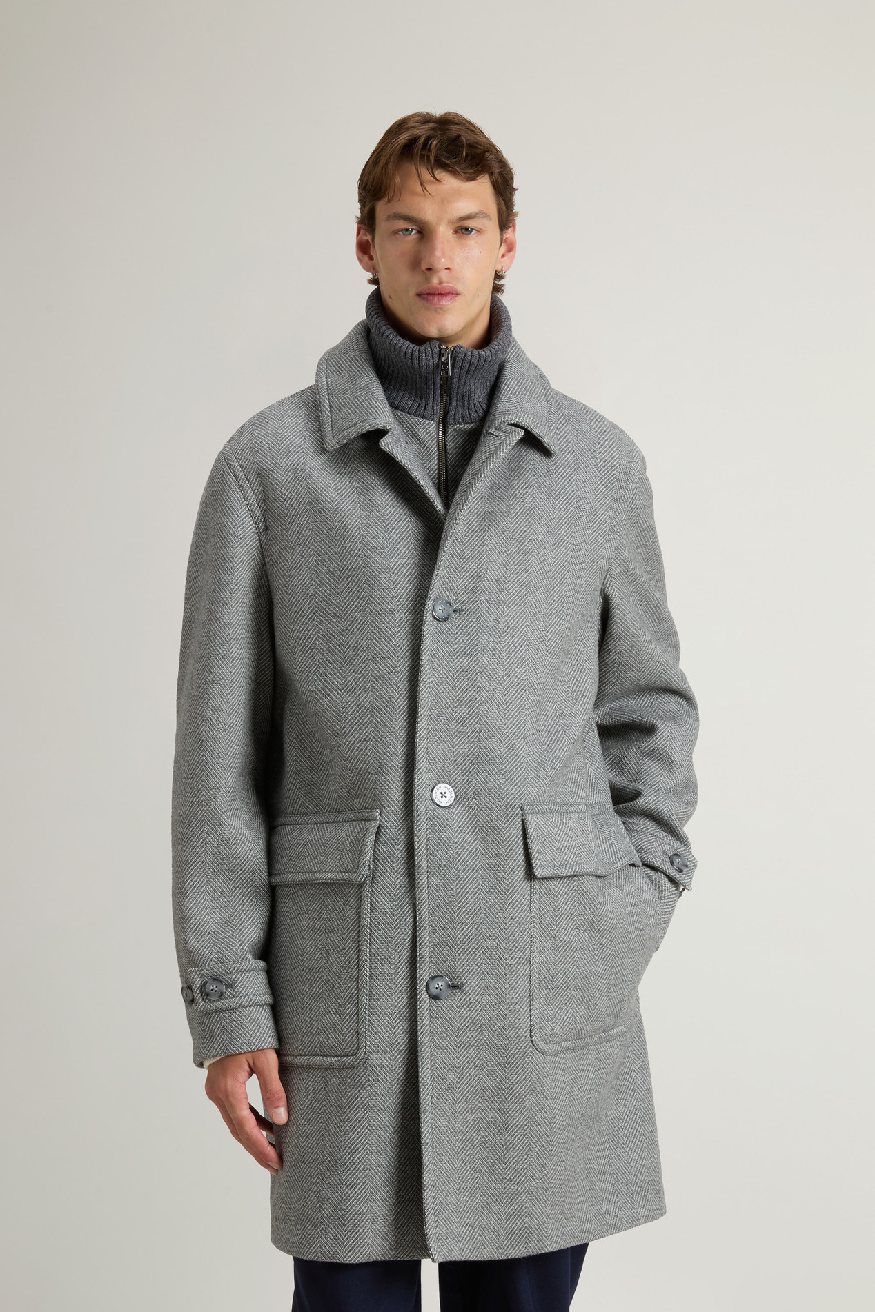 Coat in Pure Italian Wool Crafted Using a Loro Piana Fabric Gray photo 1 | Woolrich