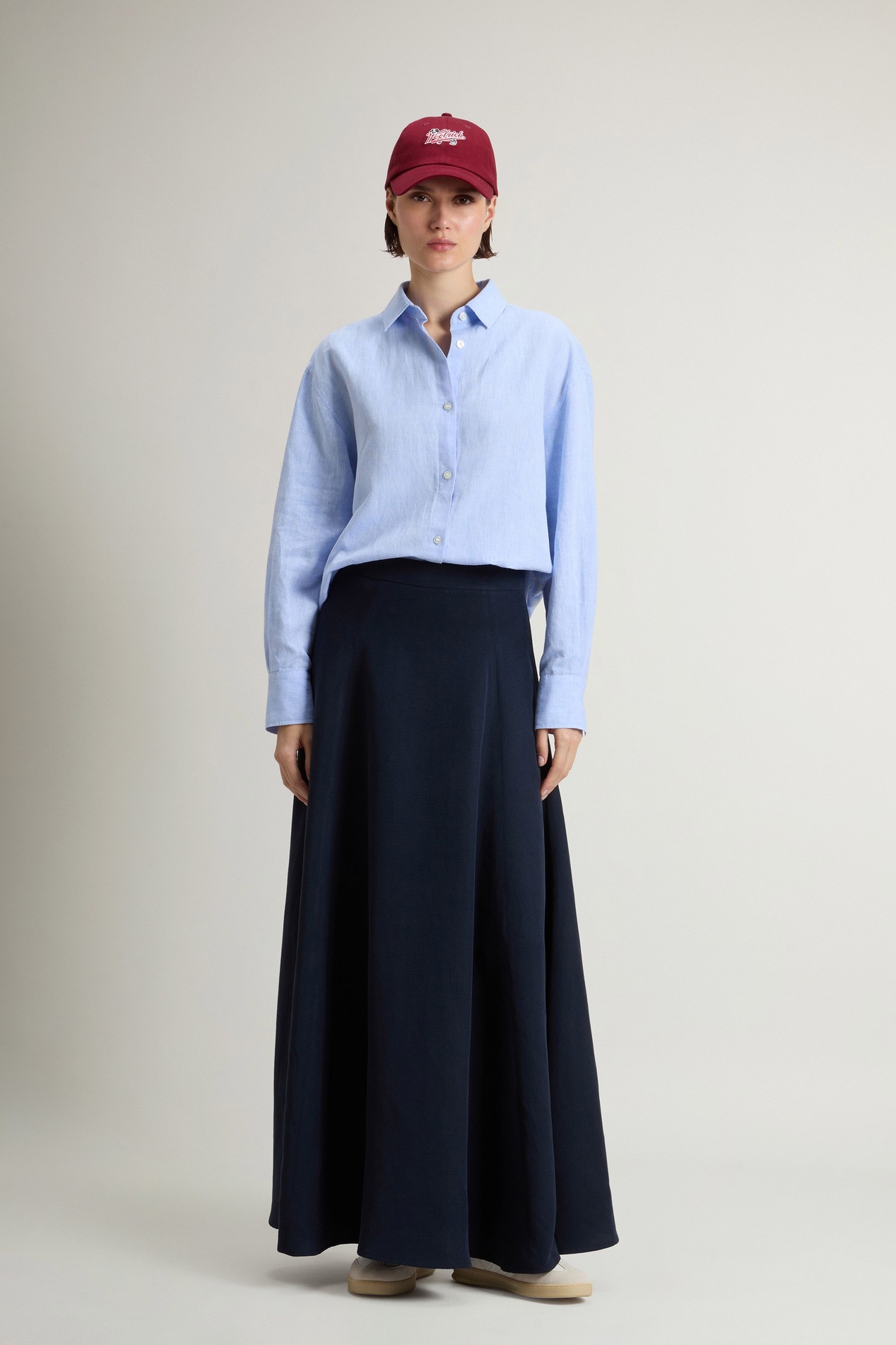 LYOCELL LINEN LONG SKIRT Blue photo 1 | Woolrich