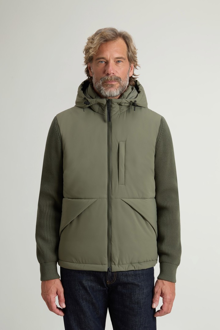 Hybrid Hooded Jacket in Matte Stretch Nylon Green photo 1 | Woolrich