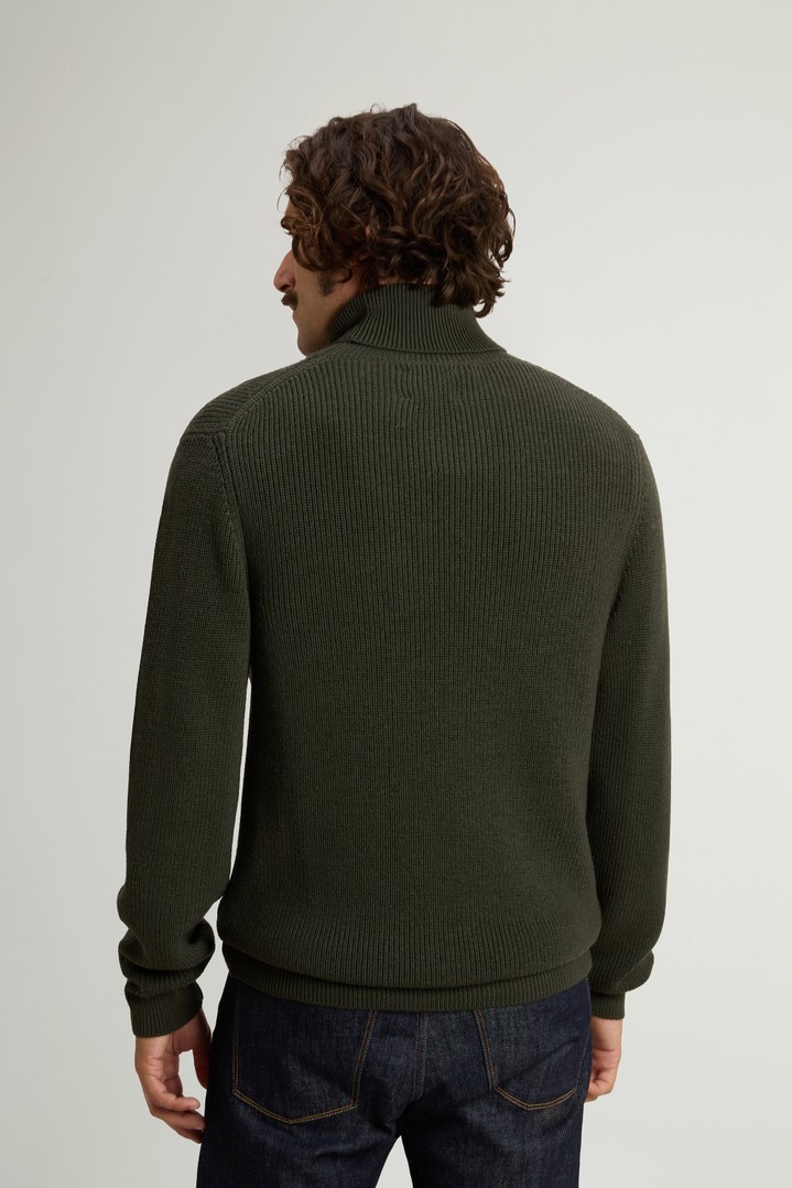 Ribbed Turtleneck Sweater in Pure Merino Virgin Wool Green photo 3 | Woolrich