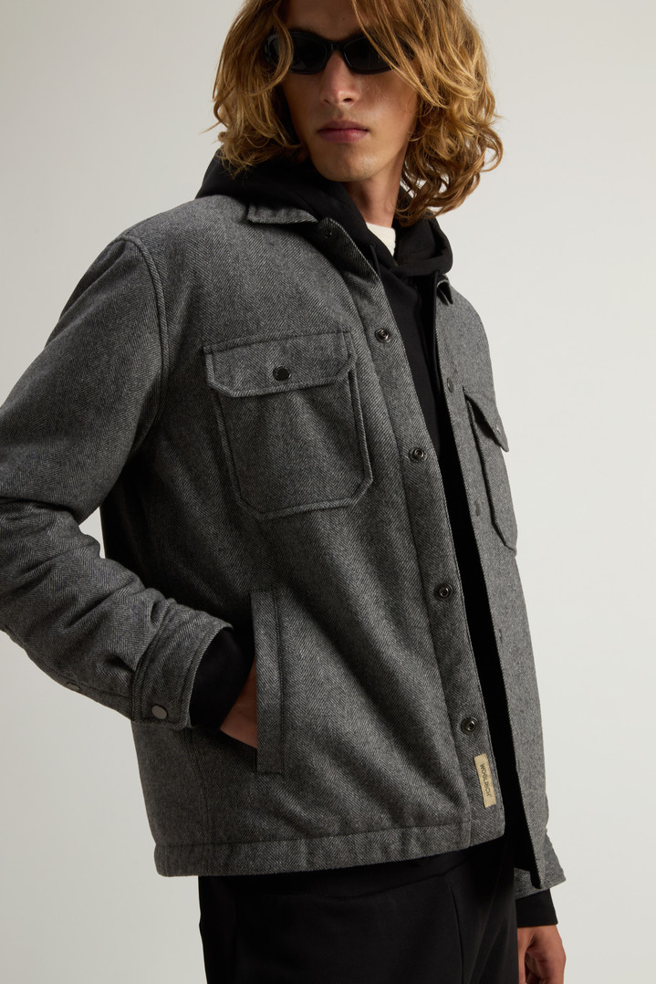 Alaskan Check Overshirt in Recycled Italian Wool Blend Gray photo 4 | Woolrich