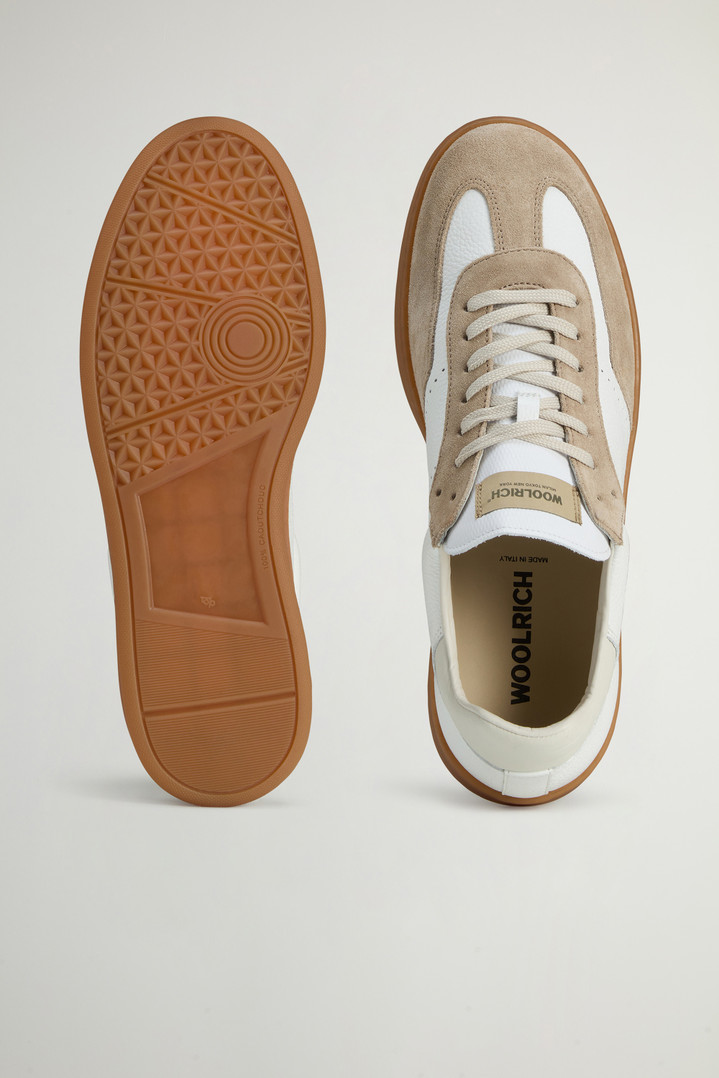 Swing Court Tumbled Leather Sneakers with Suede Details White photo 4 | Woolrich