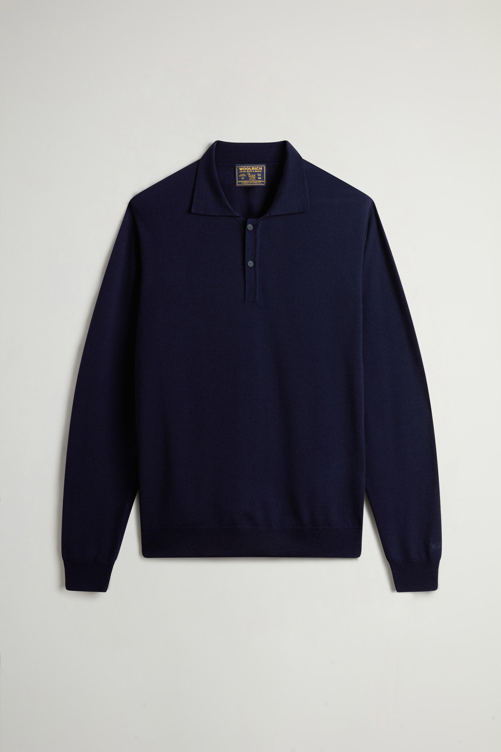 Polo in maglia di pura lana vergine Merino Blu photo 5 | Woolrich