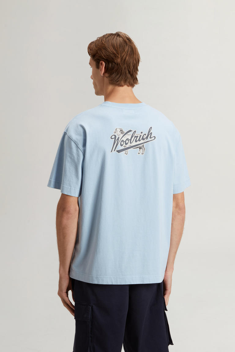 T-Shirt in Pure Cotton with Logo Blue photo 1 | Woolrich