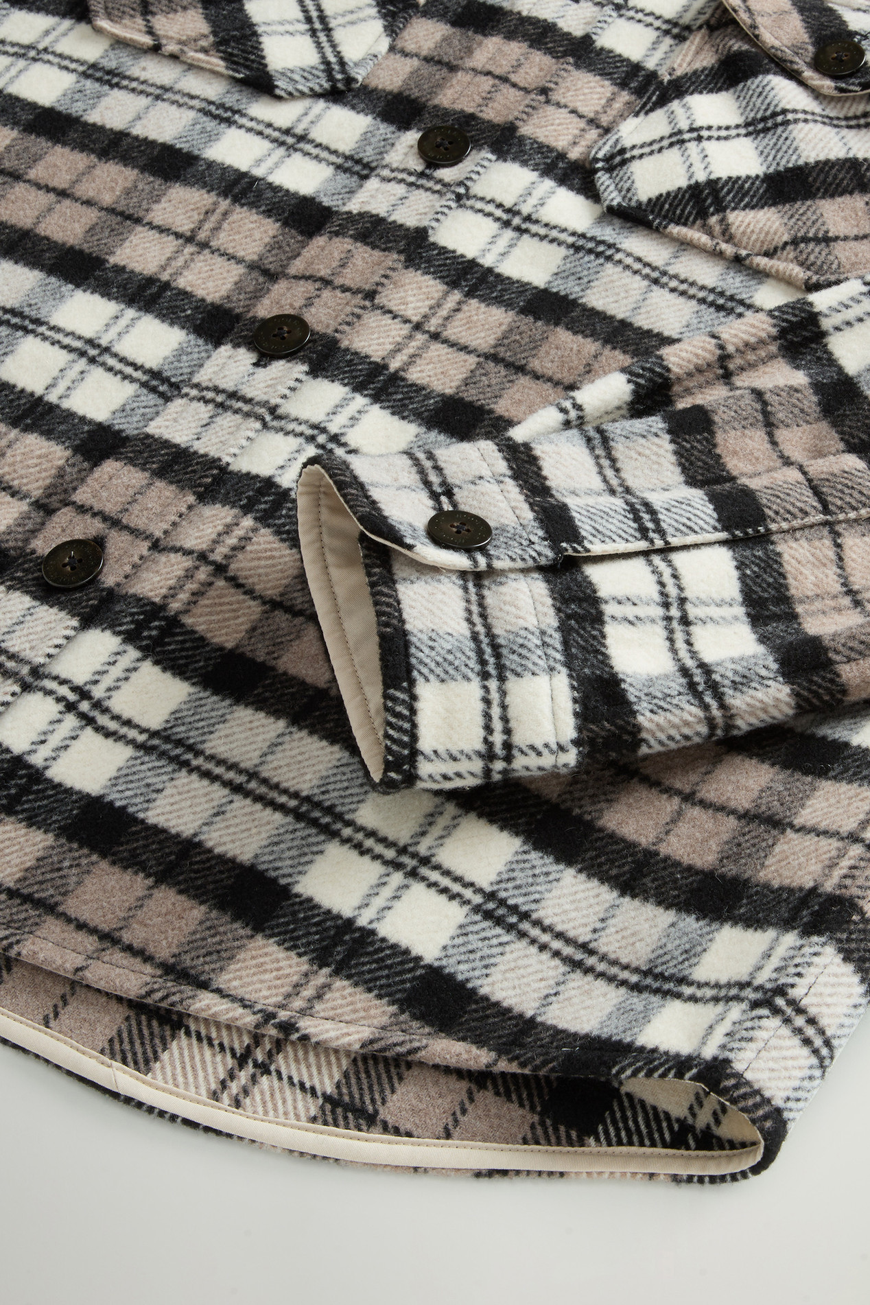 Wool-Blend Overshirt with Checked Pattern Brown photo 7 | Woolrich